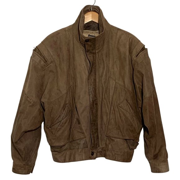 VTG Adventure Bound Leather Bomber Jacket Removable Thinsulate Liner Men SZ L - Picture 1 of 10